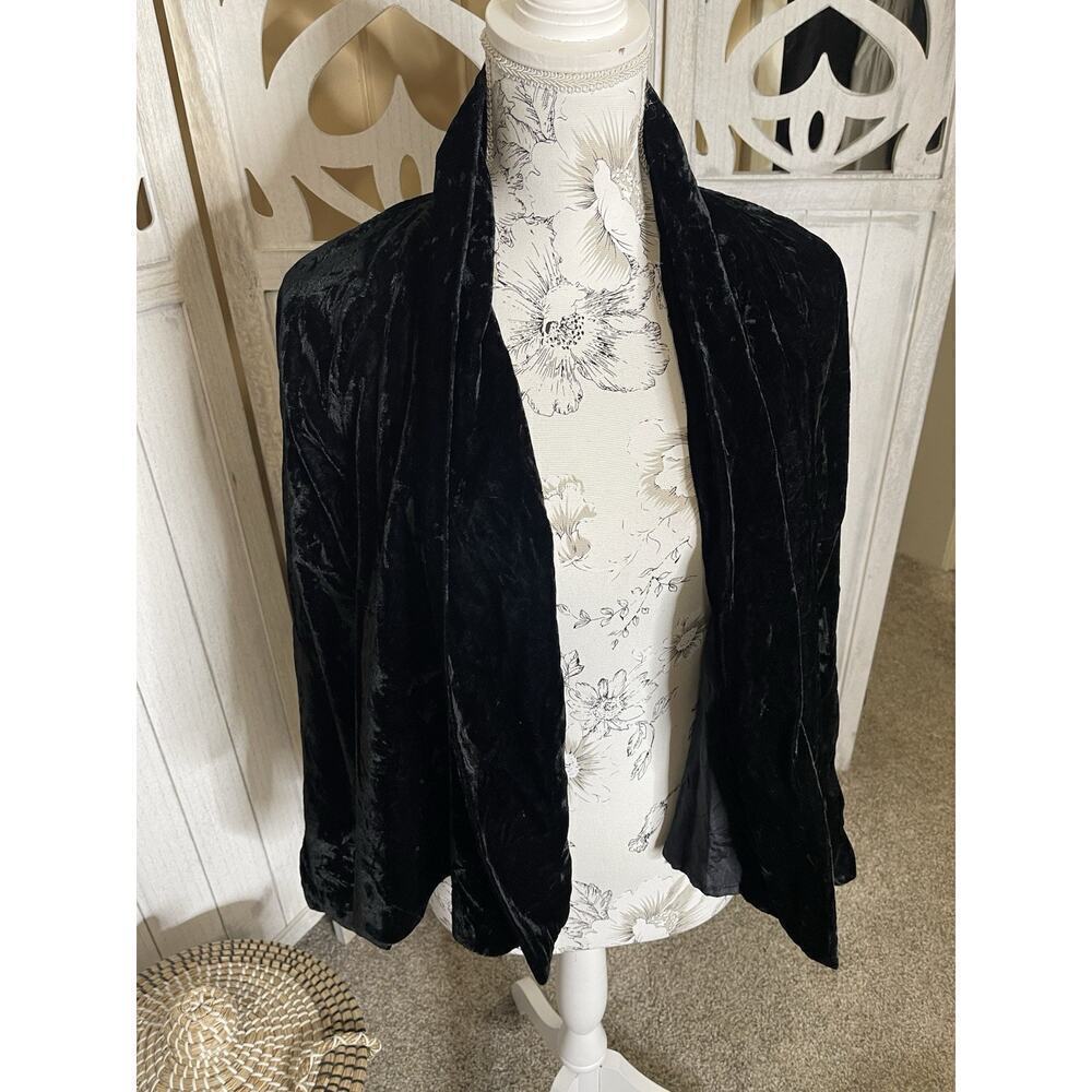 Vintage Dave & Johnny Velvet Cropped Jacket Blazer Black Glam Goth Y2K Medium